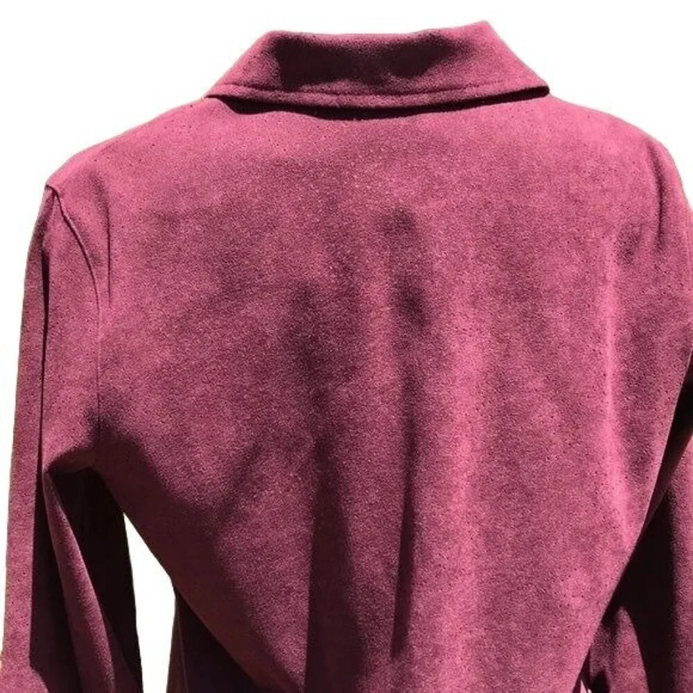 Vintage Classic Elements Maroon Button Down Blouse Long Sleeve Shirt Size M - Picture 7 of 8